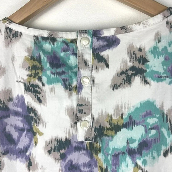 NWT Land’s End Watercolor Rose Dress Women’s Sz 12 Sleeveless Cotton Pockets - Picture 3 of 10